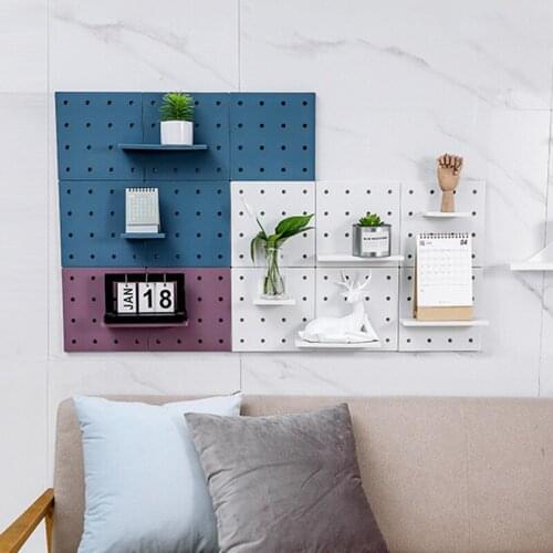 Hole Board Wall Shelf Hooks Self-Adhesive Storage Rack Organizer Holder Hanger Storage Rack Kitchen Bathroom Storage Accessories