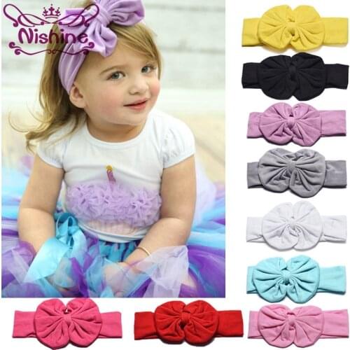 Nishine Cotton Blend Girl Headband Knot Tie Headwrap Kids Hairband Turban Bow Tie Bow-knot Children Hair Accessories