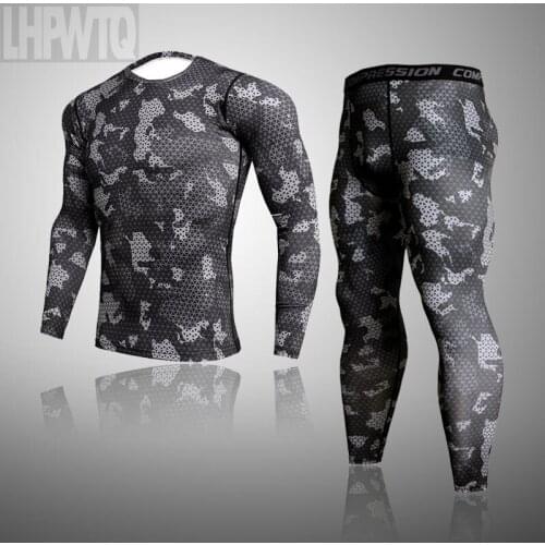 New Camouflage Model winter Thermal Underwear Men Sets Compression Sweat Quick Drying Long Johns fitness bodybuilding shapers