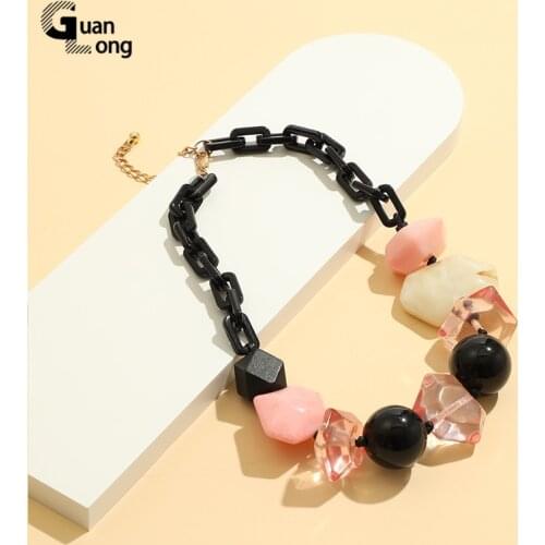 GuanLong New Colorful Long Chain Woman Necklaces Fashion Jewelry Vintage Stone Pendant Necklace Charms Beautiful Accessories