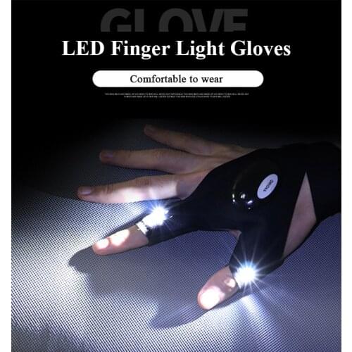 Night Light Waterproof Fishing Gloves with LED Flashlight Rescue Tools Outdoor Gear Cycling Practical Durable Fingerless Gloves