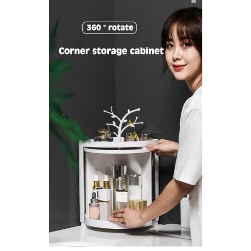 Hot Toilet Bathroom Plastic Corner Shelf 360° Rotating Triangle Wall-Mounted Storage Cabinet Punch-free Shower Storage Rack