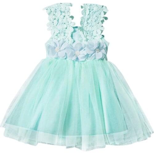 Baby Girls Sleeveless Lace Wedding Vintage Birthday Party Princess Flower Backless Dress