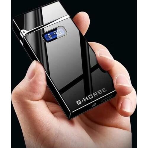 Luxury USB Plasma Lighter Gadget Windproof Rechargeable Candle Electric Lighters LED Digital Battery Display Dropship Suppliers