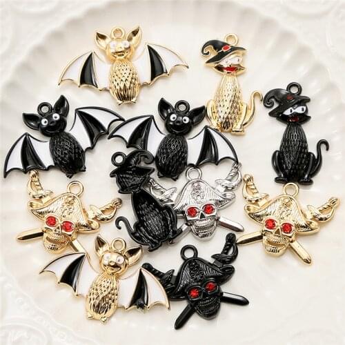 New Arrival 10pcs/lot Black Gold Bat Charms Pendant Handmade DIY Craft Necklace For Jewelry Making Accessories