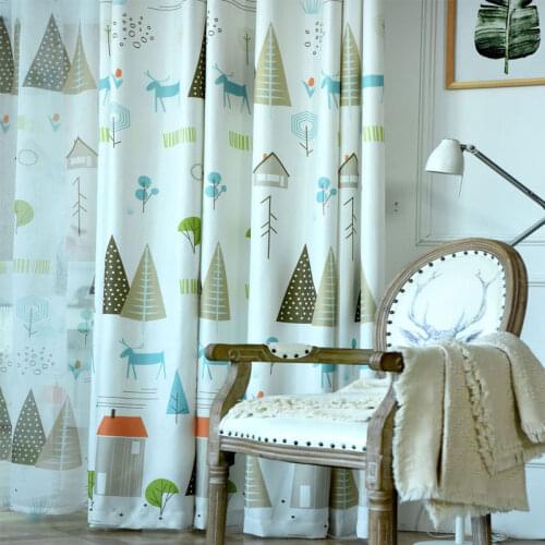 Plant Tree Animal Forest Digital Print Curtains Semi-Shading Blinds Boys Kids Nursery Bedroom Study Simple Modern Gauze WP143C
