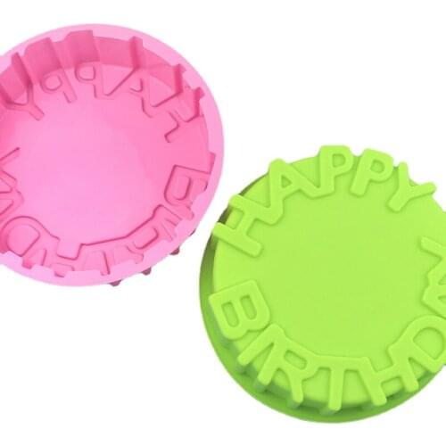 Silicone Baking Pan Round Chiffon Cake Pan Happy Birthday Suitable For Oven Mousse Mold DIY Cake Decorating Tool Kitchen Gadgets