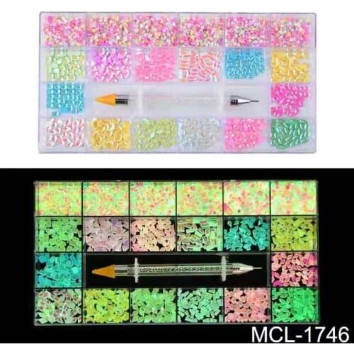 Swarovsky Mixed AB Glass Crystal Diamond In Grids 20 Shape Flatback Nail Art Rhinestone Set With 1 Dotting Pen