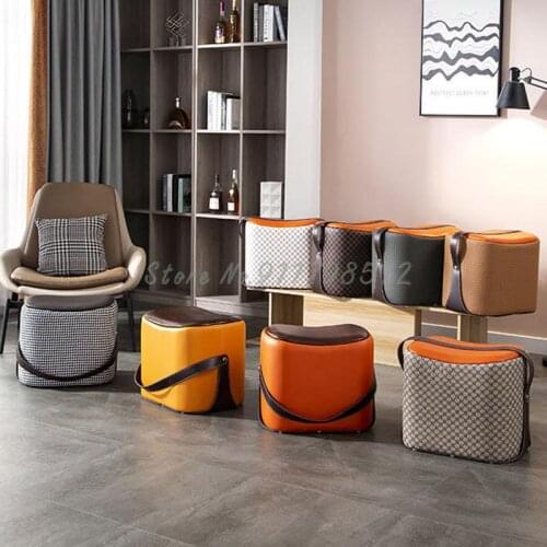 Shoe changing stool household portable saddle stool ins net red stool low stool Nordic small stool solid wood leather pier sofa