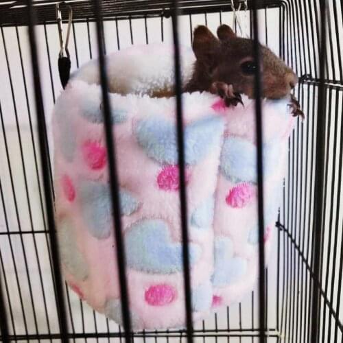 Warm Winter Hamster Nest Squirrel Parrot Bird Hammock Small Pet Hanging Sleeping Bag Wooden Barrel Shape Two-color Warm Hammock