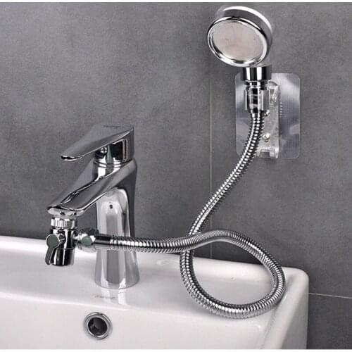 Bathroom Wash Face Basin Water Tap External Shower Head Hair Washing Faucet Rinser Extension Set 1.5M Explosion-proof Hose