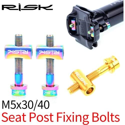 RISK 2pcs/box Mountain Road BMX Bike Bicycle Seat Tube M5x30/40 Seat Post Fixing Bolts Screws Nuts With Washer Titanium Alloy