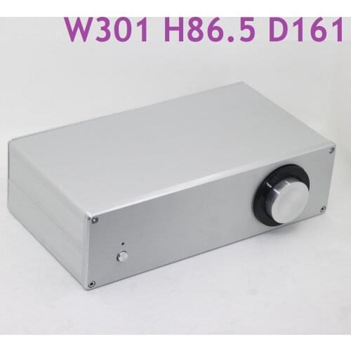 Size W301 H86.5 D161 Silver Big Knob Aluminum Case 3008B Power Amplifier Supply Chassis DIY Aluminum Box