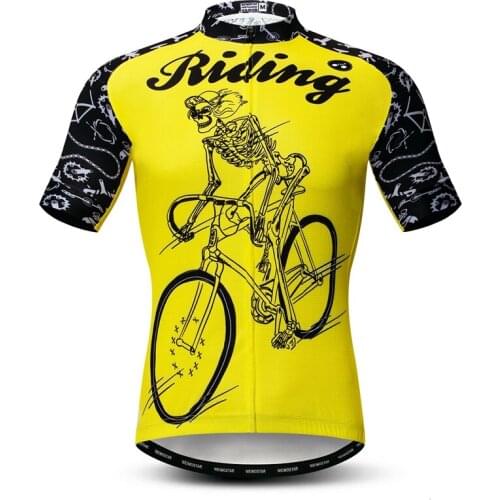 Weimostar Yellow Skull Team Cycling Jersey Summer Mountain Bike Jersey Bicycle Clothing Short Sleeve MTB Cycling Wear Clothes
