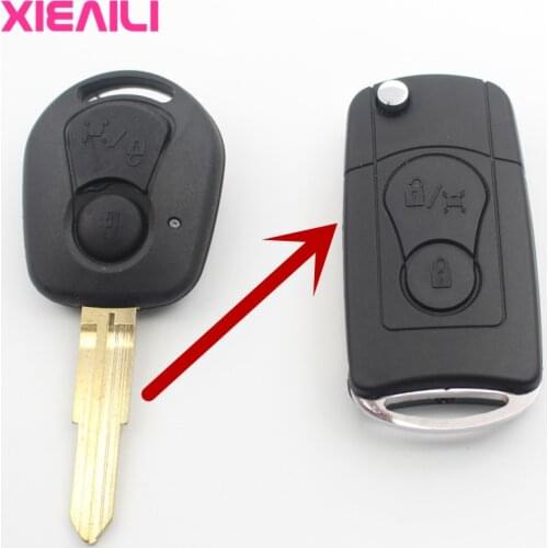 XIEAILI 10Pcs 3Button Modified Flip Folding Remote Key Case Shell For Ssangyong Actyon/SUV/Kyron Uncut Key Fob Case S6