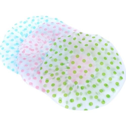 1PC Dot Waterproof Shower Cap Thicken Elastic Bath Hat Bathing Cap For Women Hair Salon Bathroom Products 3 Color