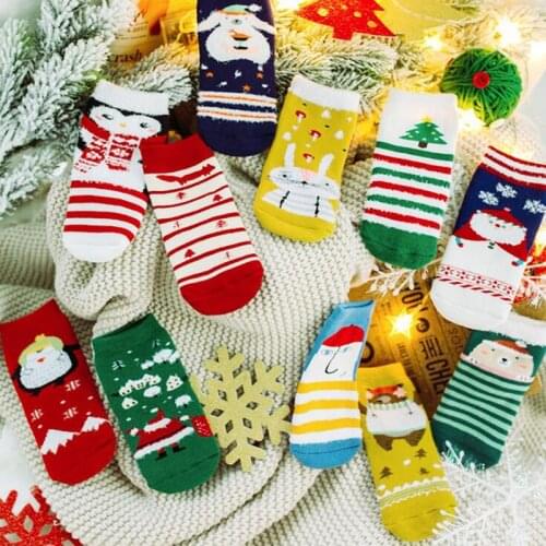 3 Pairs/lot Autumn Winter Thicken Warm Baby Socks Children Christmas Cartoon Socks Kids Boys Girls Cute Middle Socks