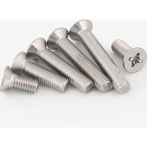 5/10/50x M1 M1.2 M1.4 M1.6 M2 M2.5 M3 M3.5 M4 M5 M6 M8 304 Stainless steel GB819 Cross Phillips Flat Countersunk Head Screw Bolt