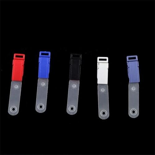 6Pcs ABS Metal ID Card Holder Name Badge Clip With Transparent Straps