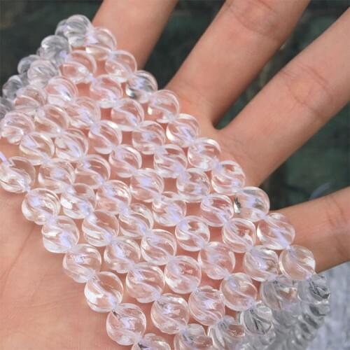 White Quartz round carved 6/8/10mm 15" for DIY jewelry making loose beadsFPPJ wholesale nature gemstone