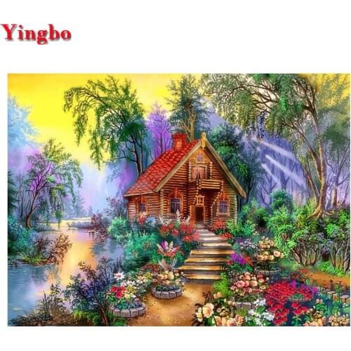 Free shipping diy 5d diamond Painting Landscapes Garden Hut Cross Stitch Kits diamonds embroidery Rhinestone Home decoration