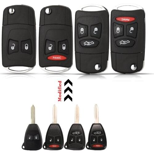 Jingyuqin 2/3/4 Buttons Modified Fliping Remote Car Key Shell Case For Chrysler Town Country Dodge Grand Caravan Jeep