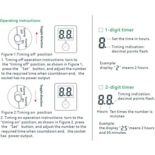 Digital Countdown Timer Switch Universal Socket Plug-in Time Control Phone Battery Electric Car Charge Electric EU Plug 10A