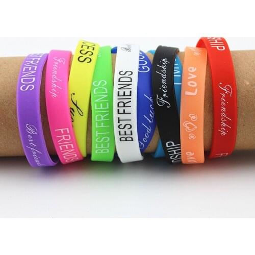 10PCS/Set Child Silicone Bracelet Candy-Colored Letters Movement Bracelet New Printing Rubber Wrist Strap Baby Jewelry Wholesale