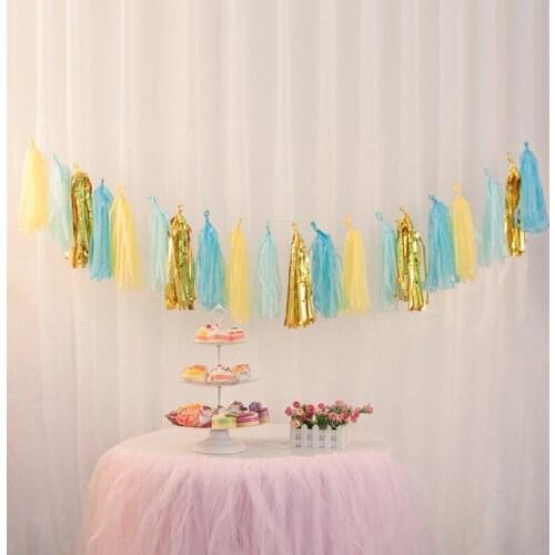 10 Sets Garland Confetti Baby Shower Tissue Tassel Birthday Party Weeding for Background Wall Ornament Christmas Halloween