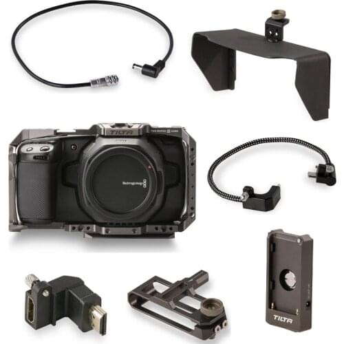 Tilta BMPCC 6K Camera Cage with Partial Sunho SSD Drive Holder DC Power Cable F970 Battery Plate HDMI Adapter 30cm USB-C Cable