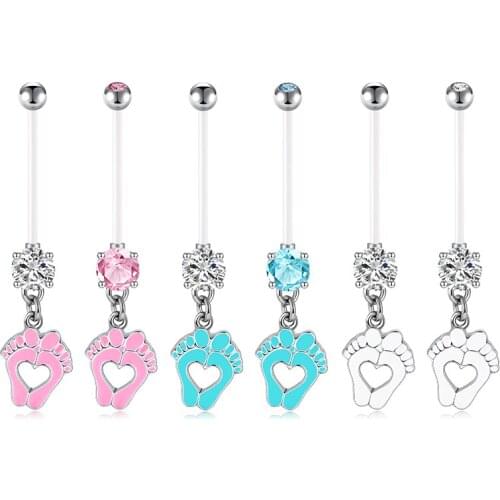 Pregnancy Belly Button Rings Sport Maternity Clear Flexible Belly Button Rings Long Navel Button Rings Mix Style 14G 25mm 32mm