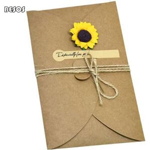 Brown Paper Printed Vintage Card Christmas Thanksgiving Valentines Day Creative Birthday Card Printed Carnation Card O0001M