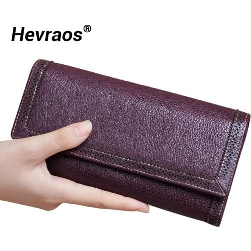 Hot Long Wallets For Women Fashion High Quality Card Holder Ladies Cow Leather Clutch Bag Wallet Card Holder Female Coin Purses