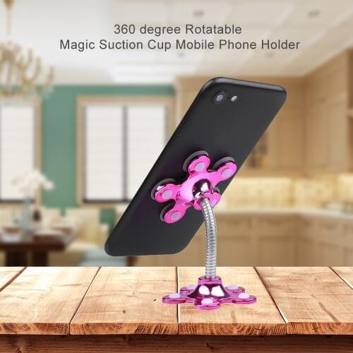 Mini Sucker Stand For Cell Phone 360 Degree Rotatable Flower Magic Suction Cup Mobile Phone Holder Car Bracket Mount Compatible