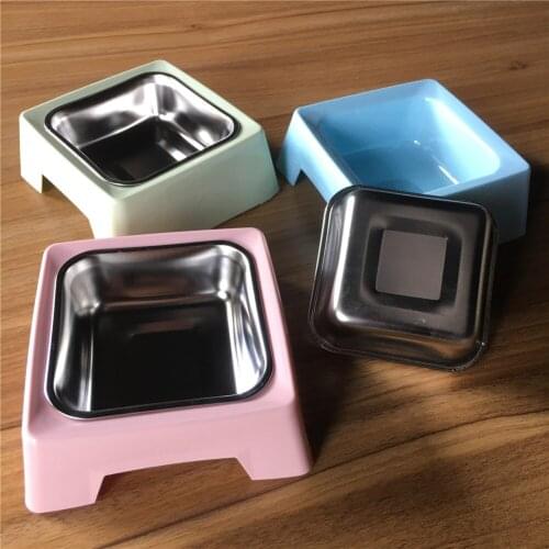 Pet Feeding Bowl Anti Skid Stainless Steel Travel Food Single Water Feeder Drinking Dish For Puppy Dog Cat Pet Supply