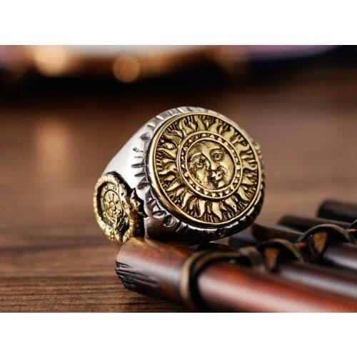 925 Sterling Silver Sun mens rings ring Jewelry Adjustable size A3471