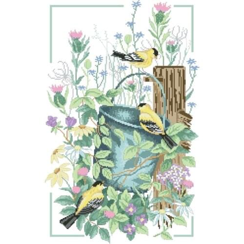 Flowers and birds cross stitch package bloom 18ct 14ct 11ct cloth cotton thread embroidery DIY handmade needlework