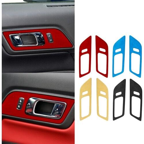 ABS Suede Interior Door Handle Panel Cover Decorative Trim Fit for Ford Mustang 2015+ Car Accessories