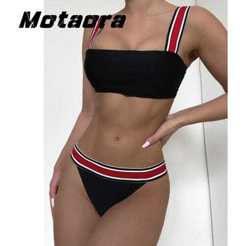 Solid Splicing Bikini Set High Cut Swimsuit Summer Girl Swimming Suit Sexy Women Two Pieces Bather Bathing Suit Sport Swimwear