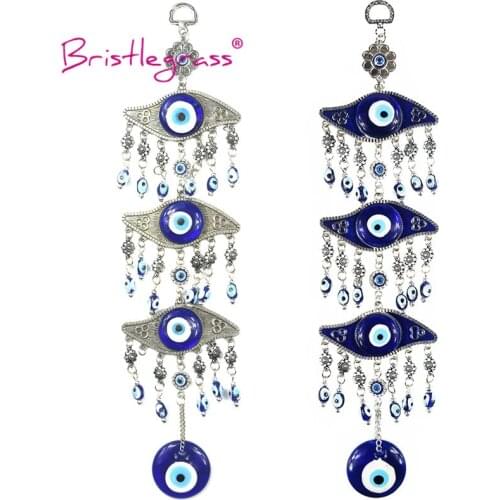 BRISTLEGRASS Turkish Blue Evil Eye Flower Amulets Lucky Charms Car Wall Hanging Pendants Pendulum Blessing Protection Gift Decor