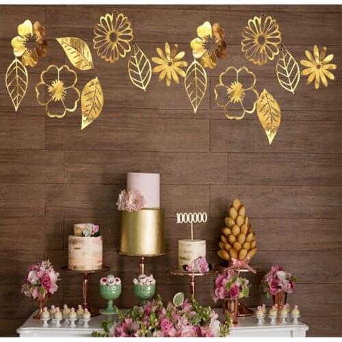 Hollow Flowers Leaves Wall Stickers Ornaments Home Wall Stickers Birthday Party Banner Wedding Decoration