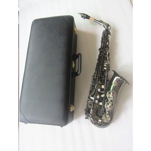 Professional Alto Sax Musical Instruments SUZUKI Alto Saxophone E Flat Black Nickel Plated Surface Sax and case Mouthpiece