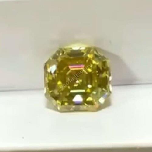 Sale Excellent Yellow Color VVS1 Octangle Square Asscher Cut Moissanites Stone Synthetic Diamond For Pass Tester Gems With GRA
