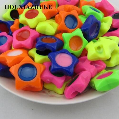 40 pcs per lot mixed bright colored heart star bear and rabbit head shaped loose beads for handmade necklaces making