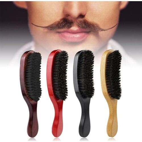 Bristle Wave Hair Beard Brush Hair Comb Wooden Handle Large Curved Comb Men Natural Bristle Combs Hair Styling Tools