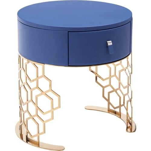 Modern bedroom furniture bedside nightstand Corner table blue leather bedroom nightstand