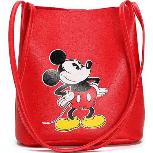 Disney mickey mouse messenger bag soft PU bucket handbag large capacity cartoon Mickey shoulder bag