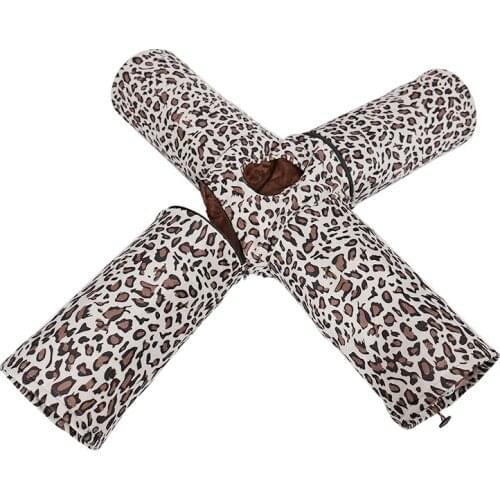 Cat Tunnel Leopard Print Crinkly 4 Ways Pet Tunnel Kitten Play Toy Collapsible Rabbit Toys Cat Toy Products For Fun