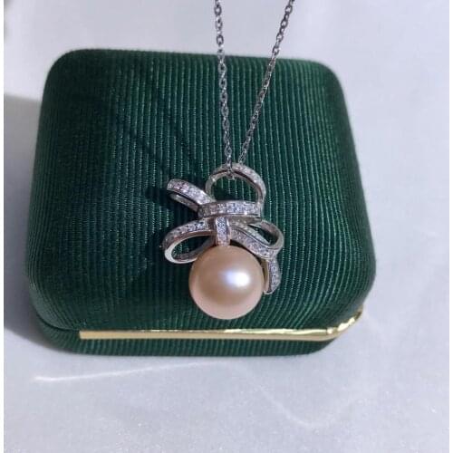 Bow Knot Jewerly 925 Sterling Silver Pendant Base Settings Mountings Findings Parts for Pearl Crystal Jade Agate 5pcs/lot