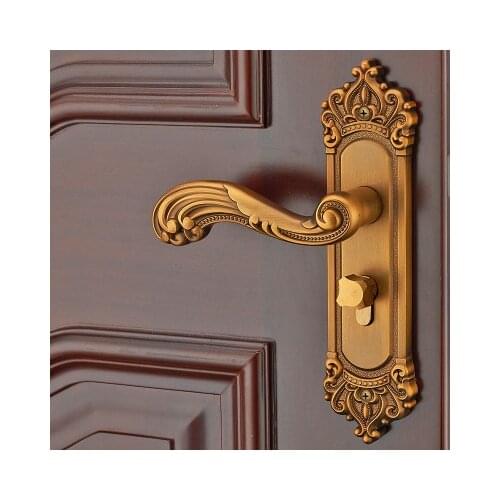Vintage Mute Room Door Lock Aluminum Alloy Interior Door Handle Lock European style Anti-theft Gate Lock Furniture Hardware